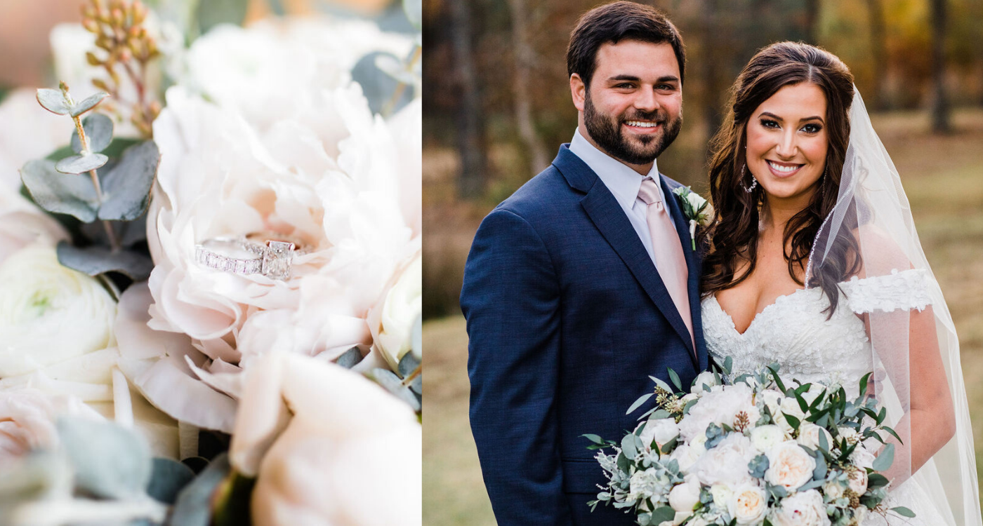 bride & with beautiful florals 